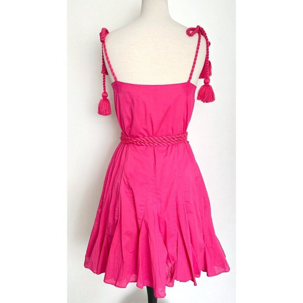 Rhode Casey Dress Hot Pink Tassel Strap Silk Blend‎ Flared Small S - Picture 4 of 6